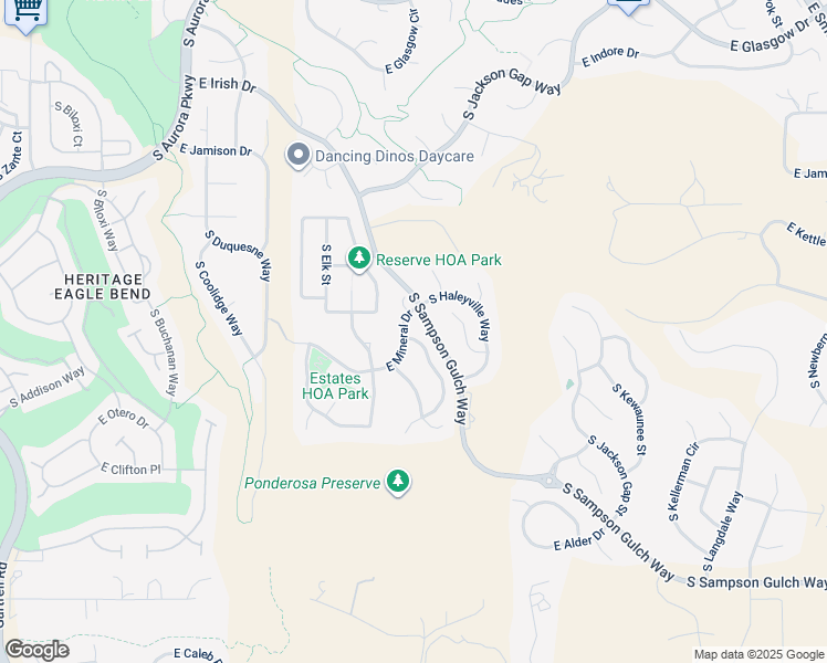 map of restaurants, bars, coffee shops, grocery stores, and more near 7924 South Grand Baker Way in Aurora