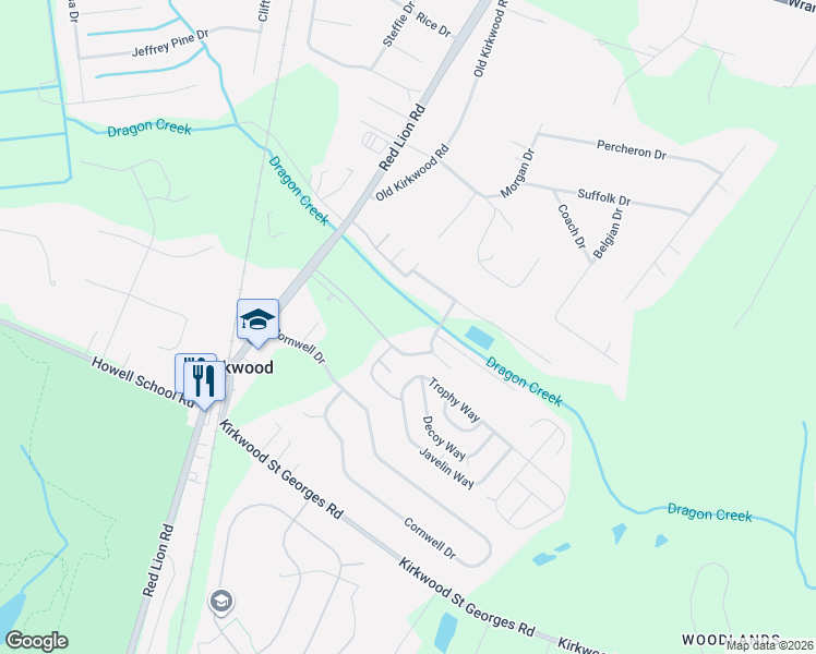 map of restaurants, bars, coffee shops, grocery stores, and more near 422 Taylor Street in Bear