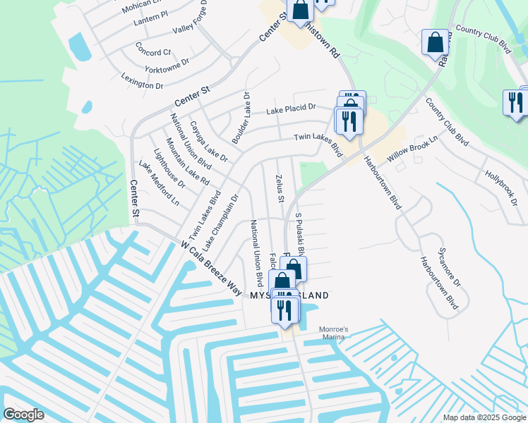 map of restaurants, bars, coffee shops, grocery stores, and more near 303 Falcon Drive in Little Egg Harbor Township