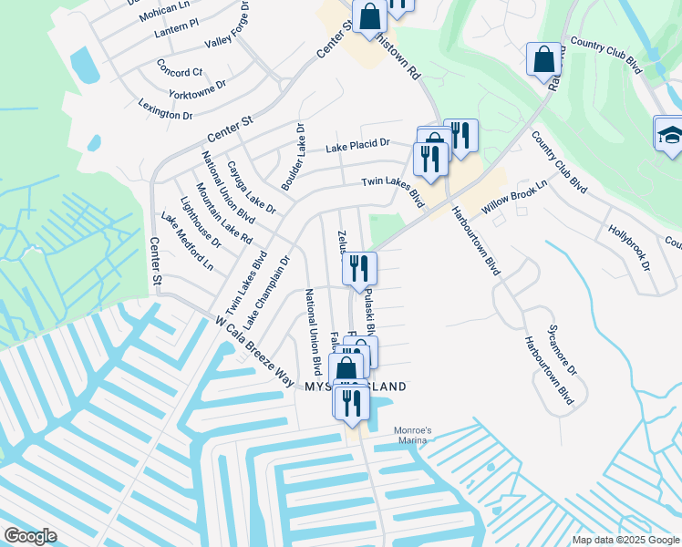 map of restaurants, bars, coffee shops, grocery stores, and more near 105 Zelus Street in Little Egg Harbor Township