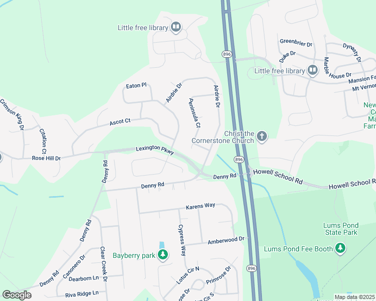 map of restaurants, bars, coffee shops, grocery stores, and more near 36 Peninsula Court in Bear