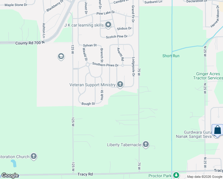 map of restaurants, bars, coffee shops, grocery stores, and more near 777 Jack Pine Drive in Whiteland
