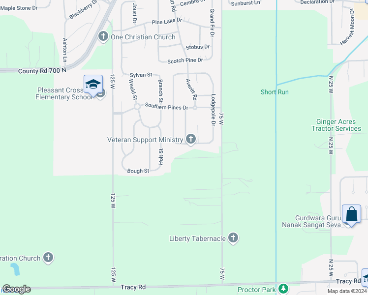 map of restaurants, bars, coffee shops, grocery stores, and more near 751 Jack Pine Drive in Whiteland