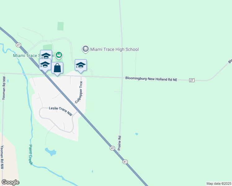 map of restaurants, bars, coffee shops, grocery stores, and more near 31 Charity Court in Washington Court House
