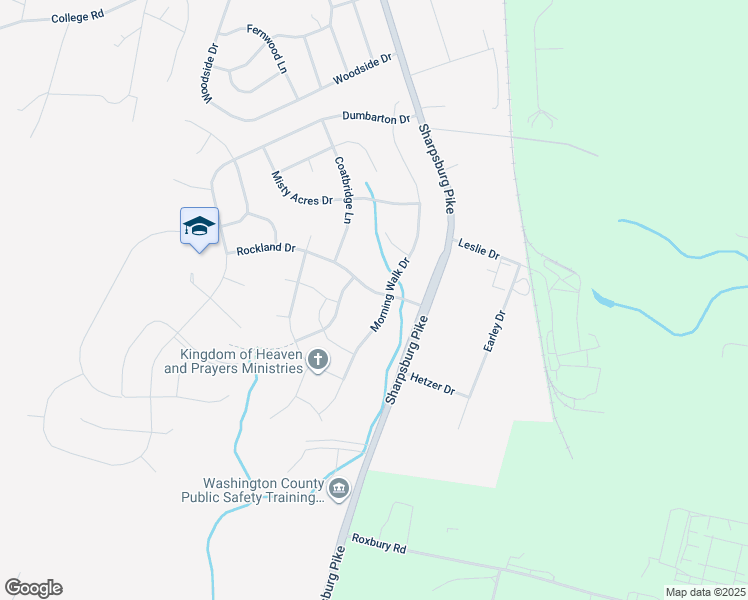 map of restaurants, bars, coffee shops, grocery stores, and more near 18331 Rockland Drive in Hagerstown