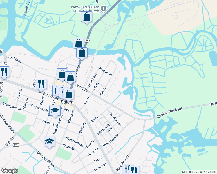 map of restaurants, bars, coffee shops, grocery stores, and more near 295 Gibbon Street in Salem