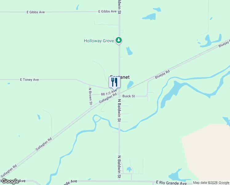 map of restaurants, bars, coffee shops, grocery stores, and more near 11150 Gallagher Road in Fontanet