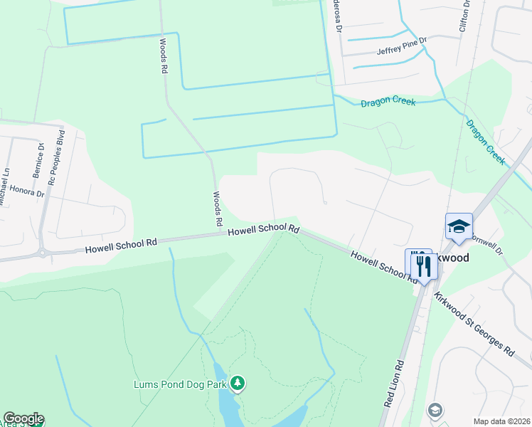 map of restaurants, bars, coffee shops, grocery stores, and more near 101 Lums Pond Road in Bear