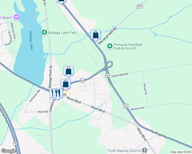 map of restaurants, bars, coffee shops, grocery stores, and more near 253 Old Dutch Mill Road in Franklin