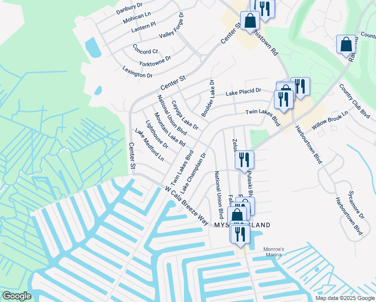 map of restaurants, bars, coffee shops, grocery stores, and more near 306 Twin Lakes Boulevard in Little Egg Harbor Township