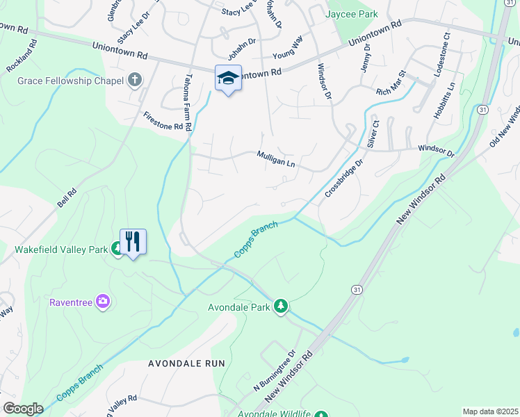 map of restaurants, bars, coffee shops, grocery stores, and more near 3 Fannies Meadow Court in Westminster