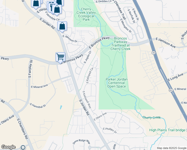 map of restaurants, bars, coffee shops, grocery stores, and more near 7830 South Kittredge Circle in Englewood