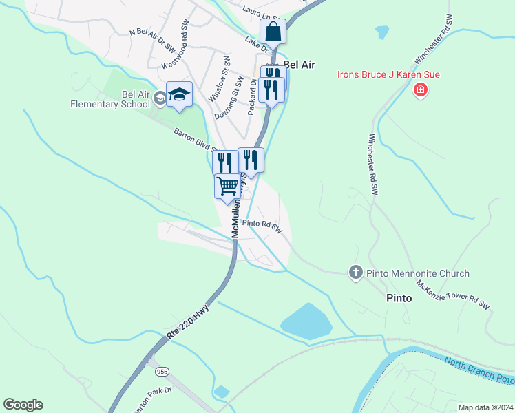 map of restaurants, bars, coffee shops, grocery stores, and more near 16116 Orchard Mews Drive Southwest in Cumberland