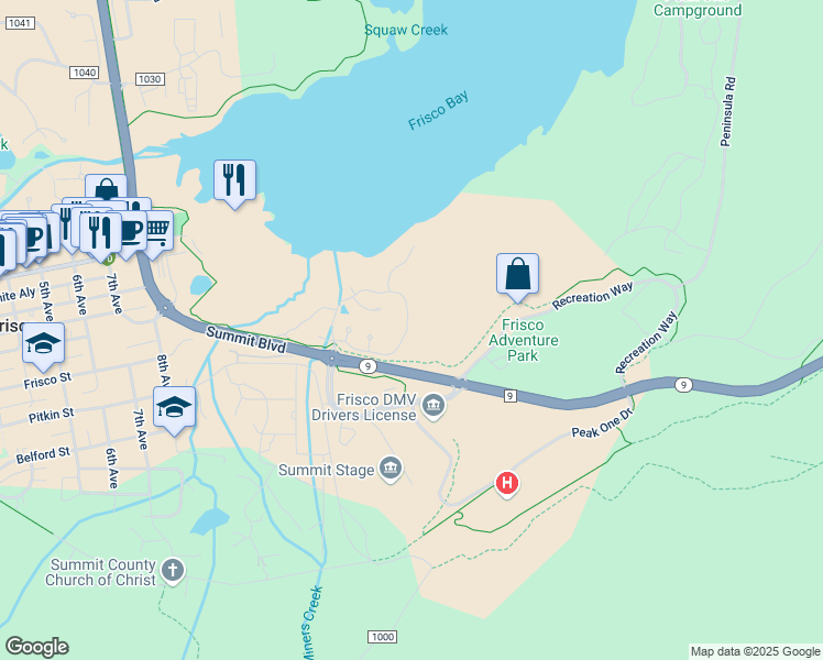 map of restaurants, bars, coffee shops, grocery stores, and more near 566 Water Dance Drive in Dillon