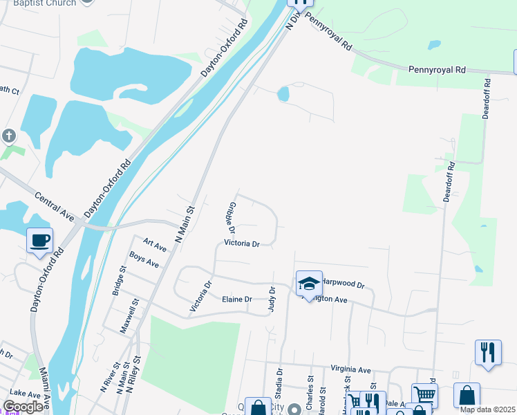 map of restaurants, bars, coffee shops, grocery stores, and more near 911 Victoria Drive in Franklin
