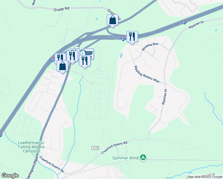 map of restaurants, bars, coffee shops, grocery stores, and more near 232 Ludgate Manor in Falling Waters