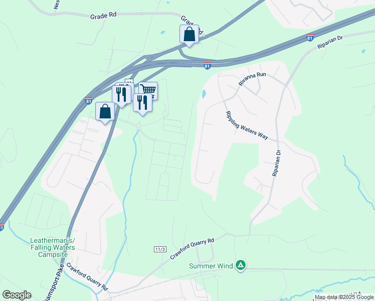map of restaurants, bars, coffee shops, grocery stores, and more near 232 Ludgate Manor in Falling Waters