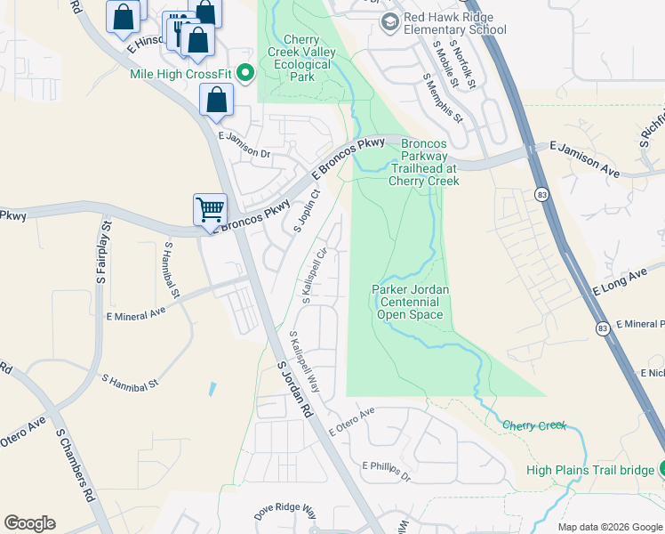 map of restaurants, bars, coffee shops, grocery stores, and more near 7833 South Kittredge Circle in Englewood
