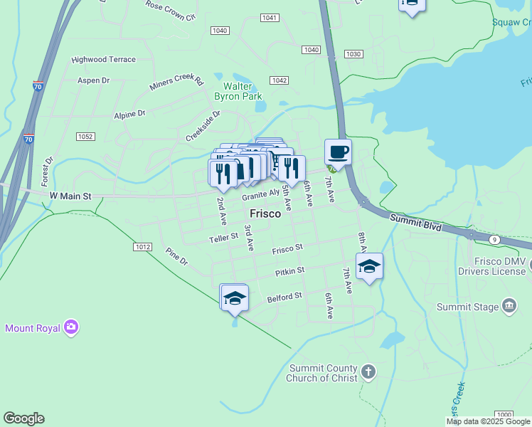 map of restaurants, bars, coffee shops, grocery stores, and more near in Frisco