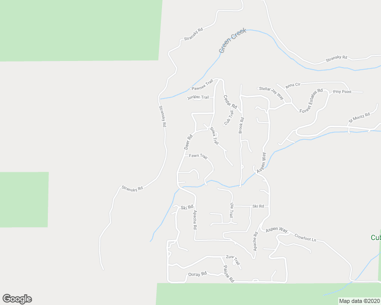 map of restaurants, bars, coffee shops, grocery stores, and more near 17 Fawn Trail in Evergreen