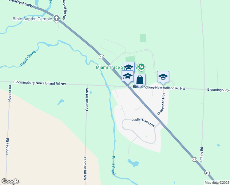 map of restaurants, bars, coffee shops, grocery stores, and more near 707 Bloomingburg-New Holland Road Northwest in Washington Court House