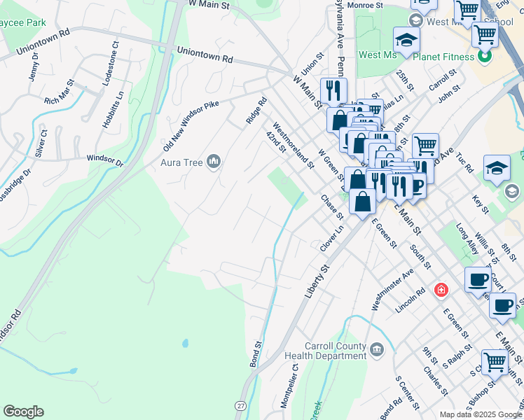 map of restaurants, bars, coffee shops, grocery stores, and more near 22 Goni Terrace in Westminster