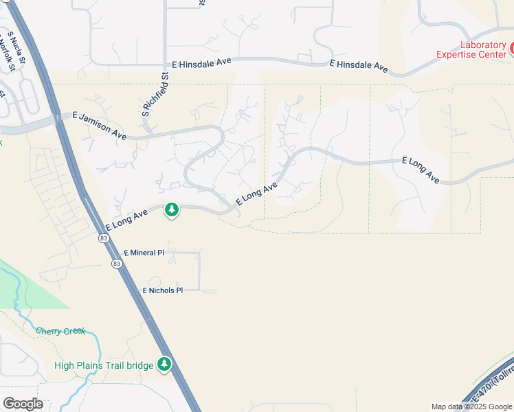 map of restaurants, bars, coffee shops, grocery stores, and more near 17852 East Long Avenue in Centennial