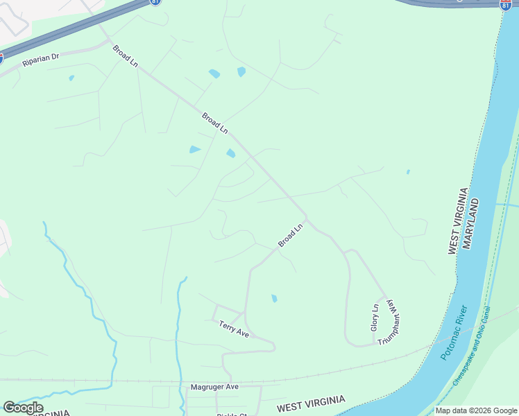 map of restaurants, bars, coffee shops, grocery stores, and more near 1087 Broad Lane in Falling Waters