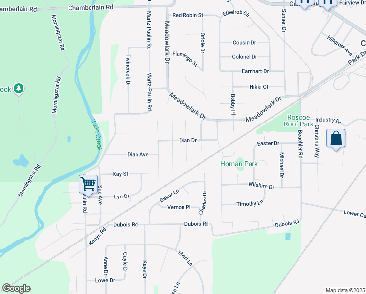 map of restaurants, bars, coffee shops, grocery stores, and more near 7513 Ned Court in Carlisle