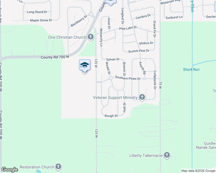 map of restaurants, bars, coffee shops, grocery stores, and more near 3118 Hurst Street in Whiteland