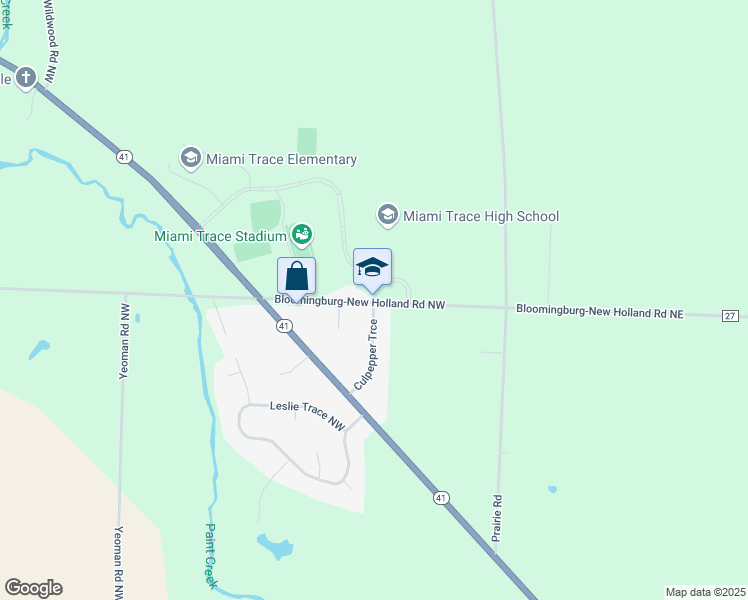 map of restaurants, bars, coffee shops, grocery stores, and more near 300 Bloomingburg-New Holland Road Northwest in Washington Court House