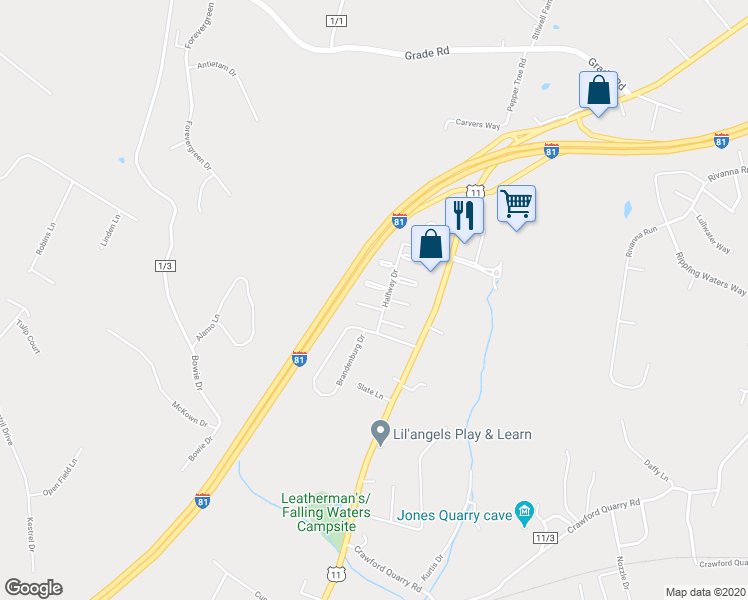 map of restaurants, bars, coffee shops, grocery stores, and more near 24 Witherspoon Court in Falling Waters