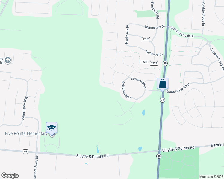 map of restaurants, bars, coffee shops, grocery stores, and more near 9393 Avingnon Way in Centerville