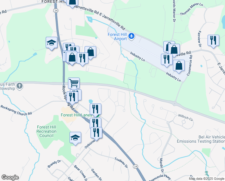map of restaurants, bars, coffee shops, grocery stores, and more near 1983 Cullen Way in Forest Hill