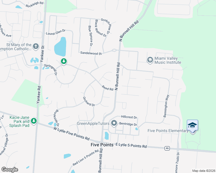 map of restaurants, bars, coffee shops, grocery stores, and more near 35 Huntley Court in Springboro