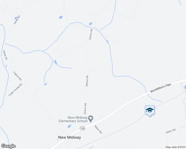 map of restaurants, bars, coffee shops, grocery stores, and more near 12431 Detour Road in Keymar