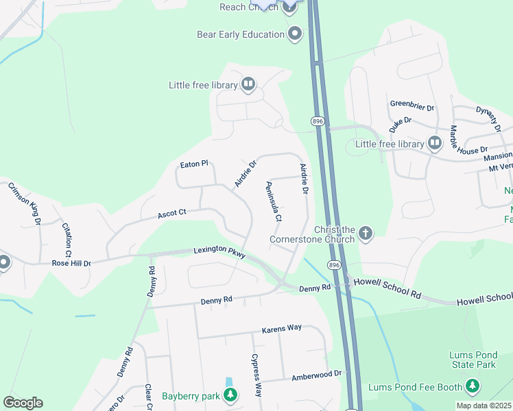 map of restaurants, bars, coffee shops, grocery stores, and more near 15 Eaton Place in Bear