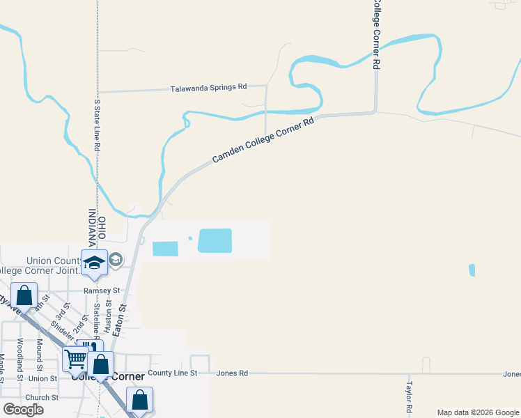 map of restaurants, bars, coffee shops, grocery stores, and more near in College Corner