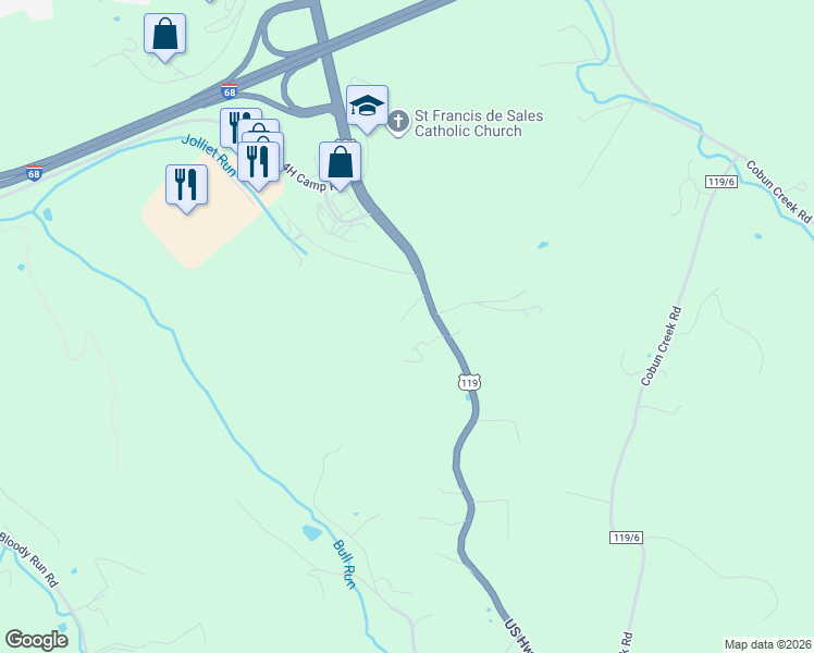 map of restaurants, bars, coffee shops, grocery stores, and more near 936 Grafton Road in Morgantown