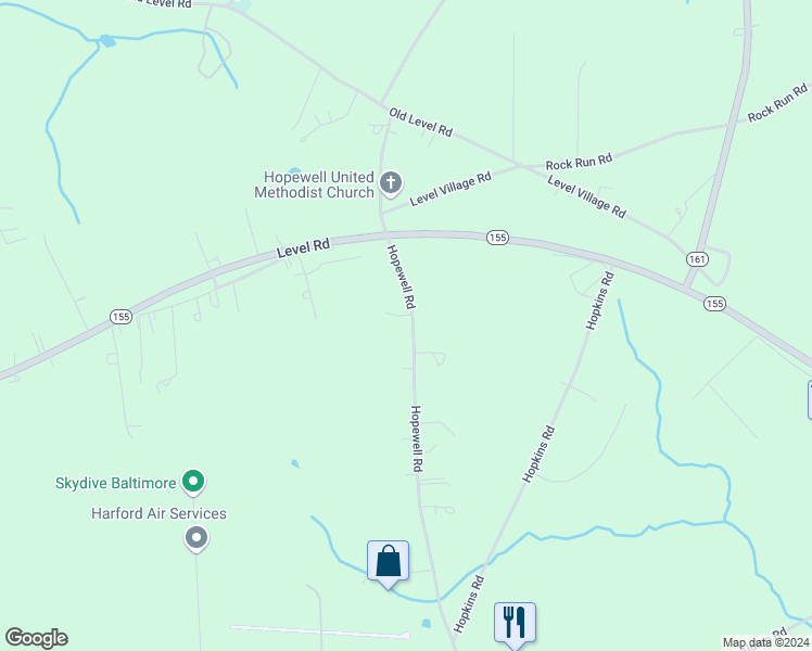 map of restaurants, bars, coffee shops, grocery stores, and more near 120 Hopewell Road in Churchville