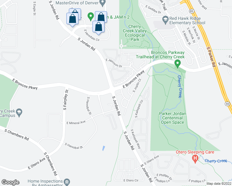 map of restaurants, bars, coffee shops, grocery stores, and more near 15615 East Kettle Place in Centennial