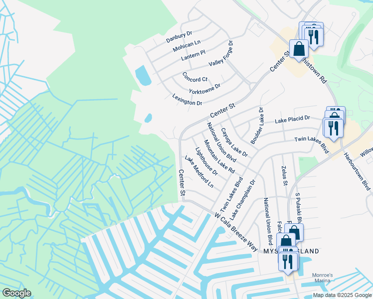 map of restaurants, bars, coffee shops, grocery stores, and more near 101 Lake Erie Court in Little Egg Harbor Township