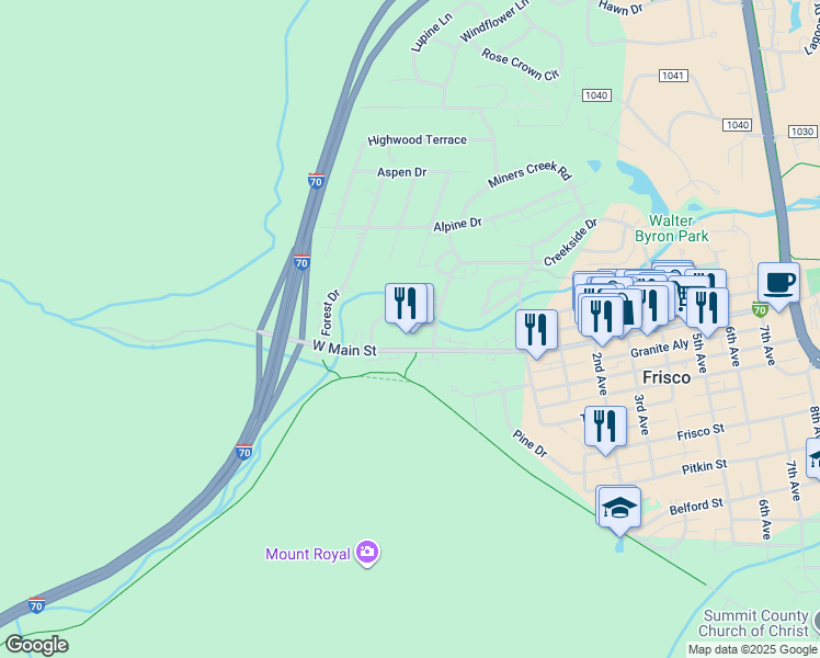 map of restaurants, bars, coffee shops, grocery stores, and more near 301 Streamside Lane in Frisco
