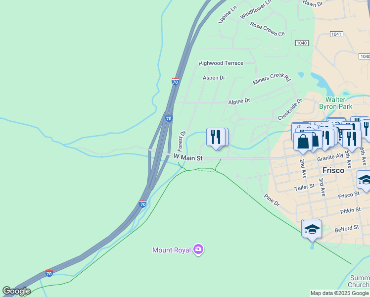 map of restaurants, bars, coffee shops, grocery stores, and more near 487 Main Street in Dillon