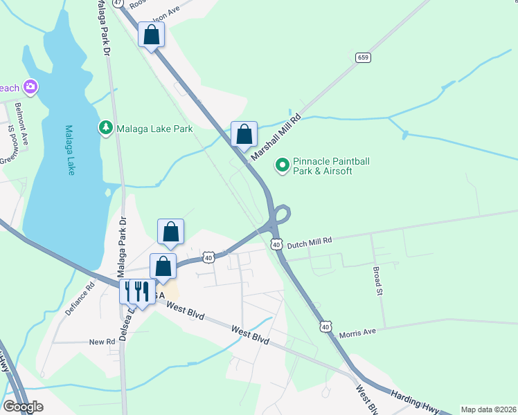 map of restaurants, bars, coffee shops, grocery stores, and more near 951 Delsea Drive in Franklin