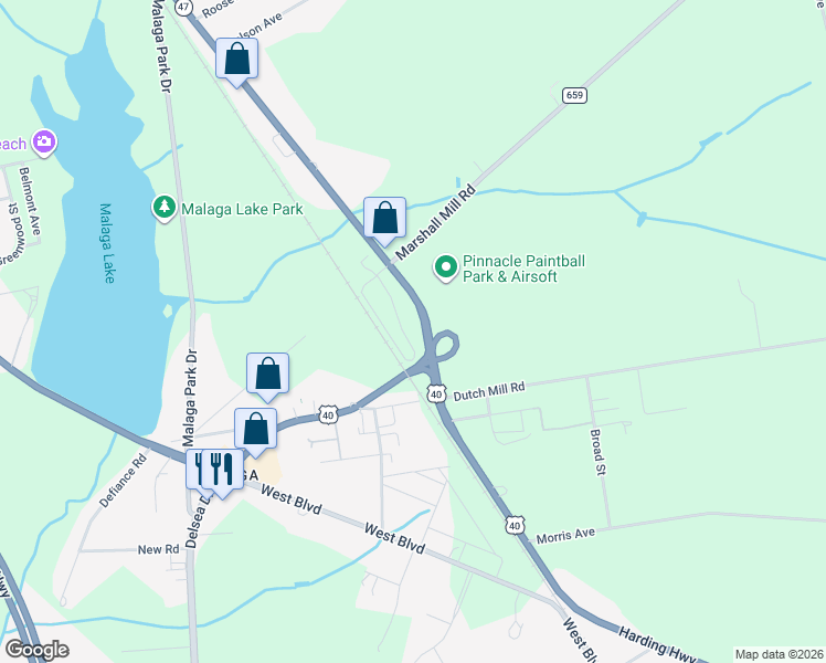 map of restaurants, bars, coffee shops, grocery stores, and more near 951 Delsea Drive in Franklin