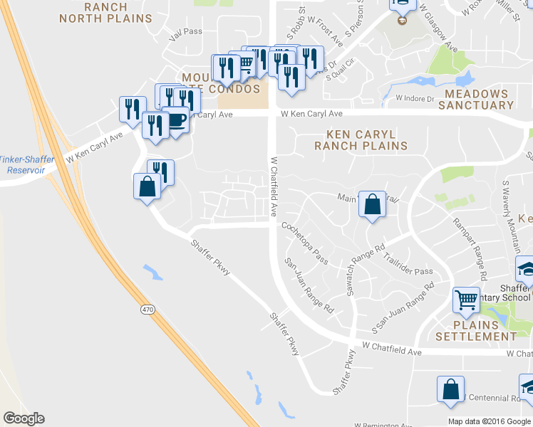 map of restaurants, bars, coffee shops, grocery stores, and more near 11613 West Elk Head Range Road in Littleton