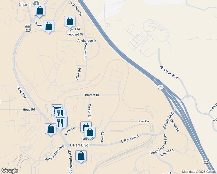 map of restaurants, bars, coffee shops, grocery stores, and more near 632 Mount Diablo Drive in Reno