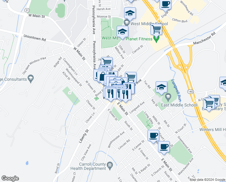 map of restaurants, bars, coffee shops, grocery stores, and more near 101 Independence Avenue Southeast in Washington