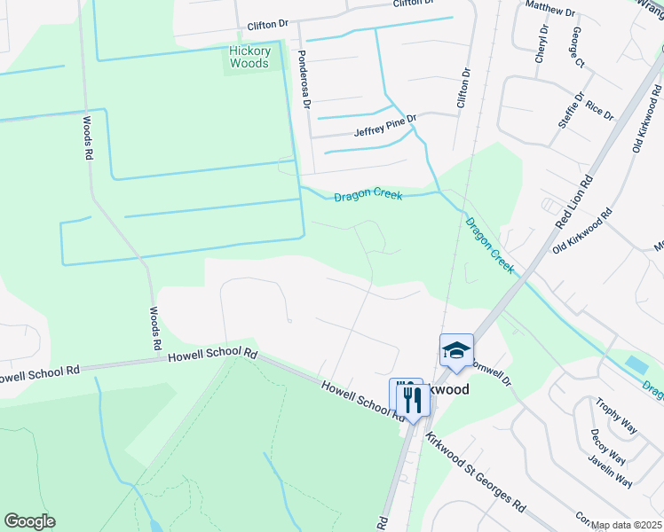 map of restaurants, bars, coffee shops, grocery stores, and more near 236 Hope Court West in Bear